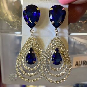 Royal Blue Pageant earrings Medium Size